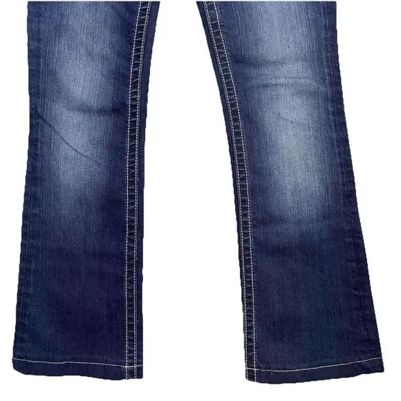 NWOT Miss Me Bootcut Jeans 28 Bling Embroidered Low Rise Denim Saddle Stitched - Picture 3 of 13